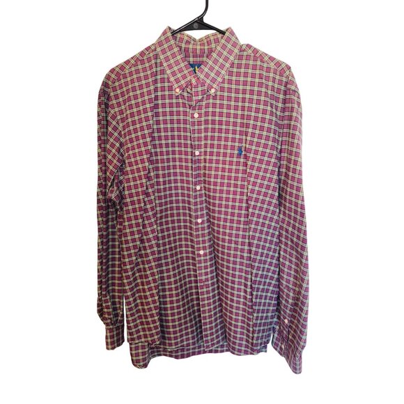Ralph Lauren XL Maroon Plaid Long Sleeve Button-Down Shirt Cotton Blend Preppy - Picture 3 of 7